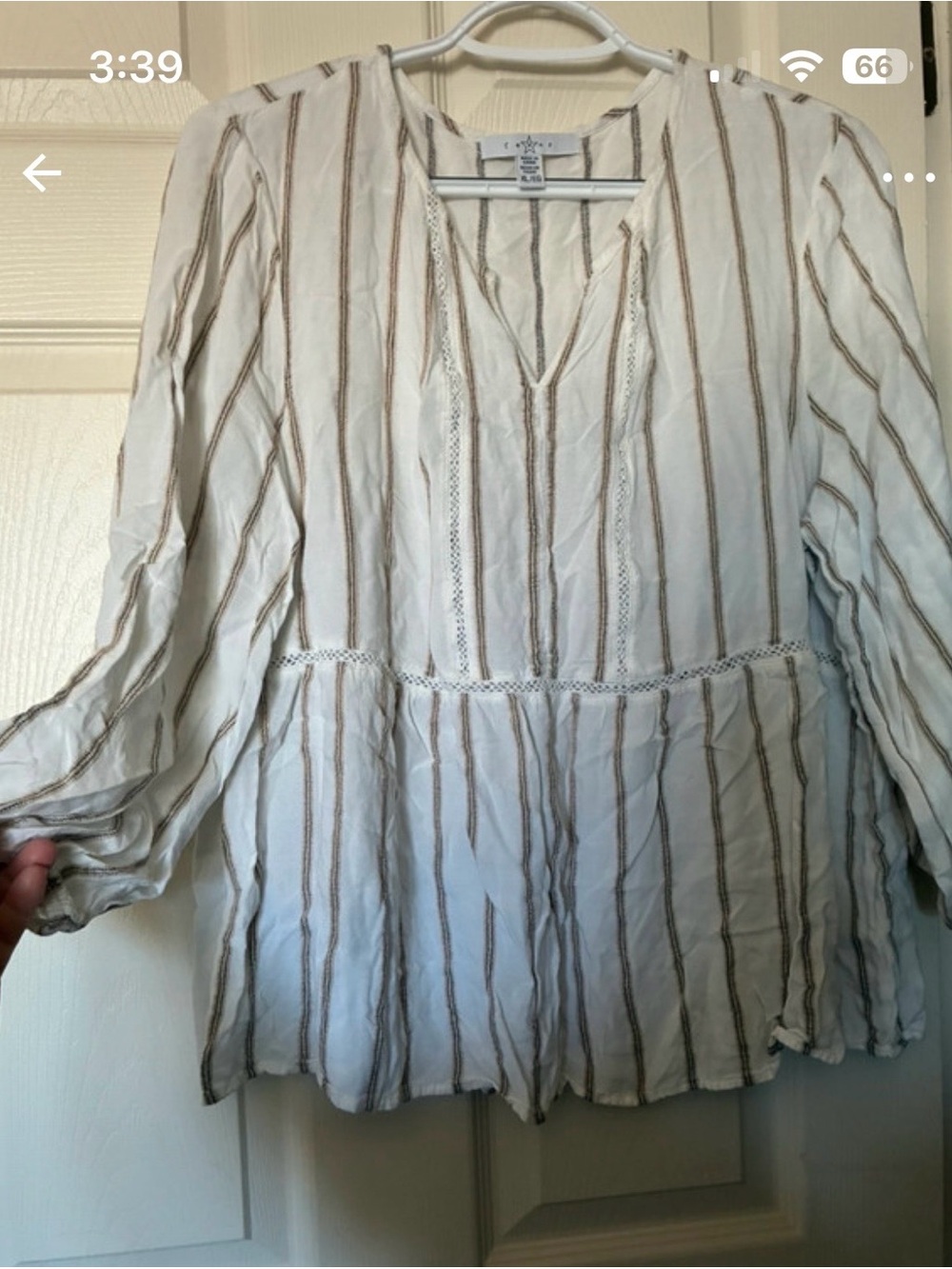 Fever Ivory Tunic with Brown Stripes